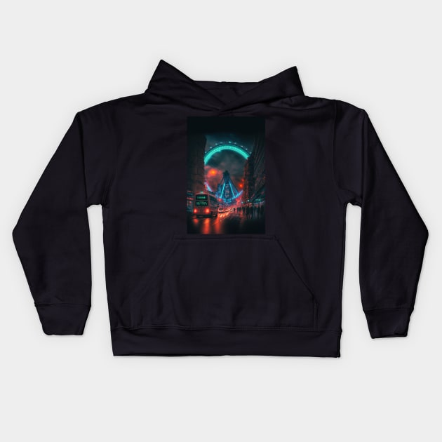 London Eye Cyberpunk Kids Hoodie by Art8085